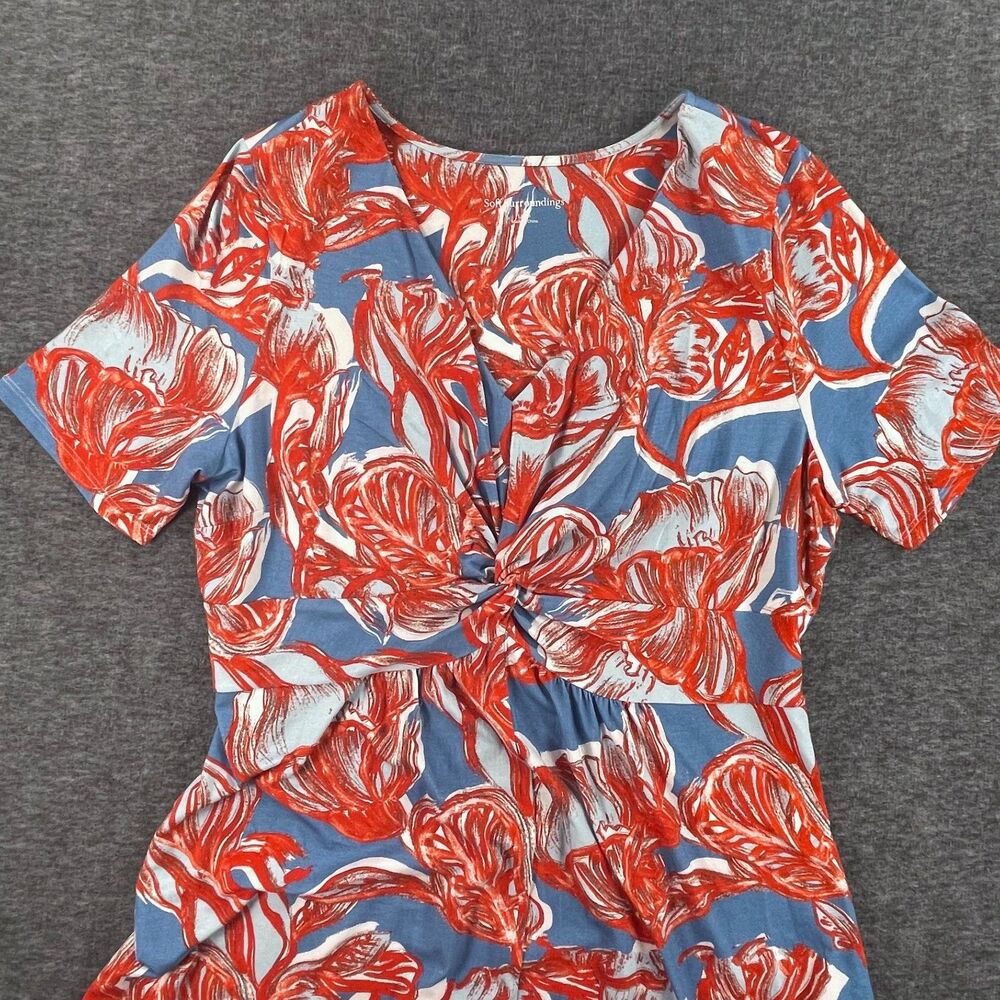 Soft Surroundings Spritzer Twist Front Maxi Dress Large Blue Orange Costal Knit - Picture 9 of 10